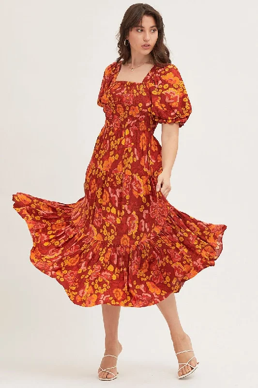 Maxi dresses for a stylish destination wedding at a luxury resort -Print Maxi Dress Short Sleeve