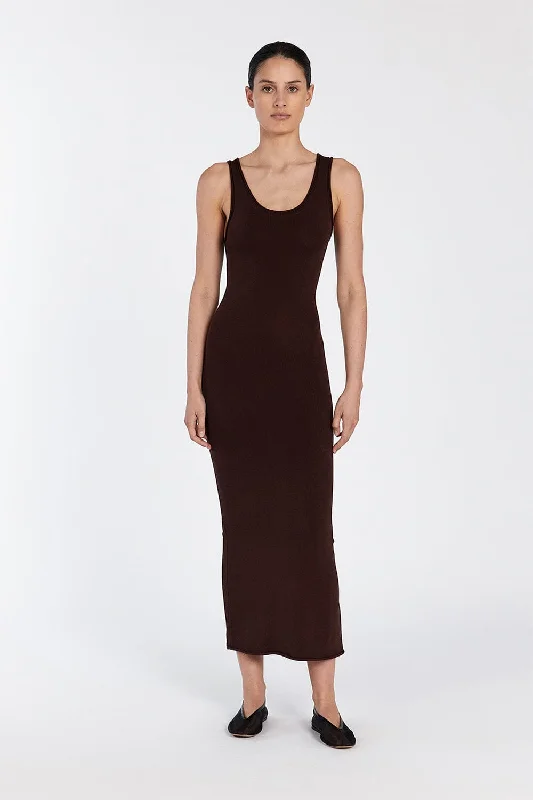 Maxi dresses for a chic garden party with an evening vibe -ROMA CHOC MAXI DRESS