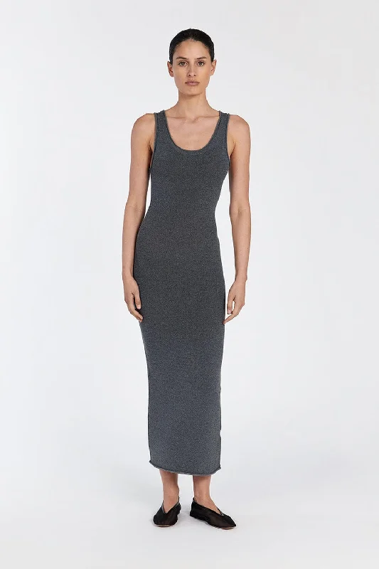 Maxi dresses for a chic rooftop dinner in the city -ROMA DARK GREY MARLE MAXI DRESS