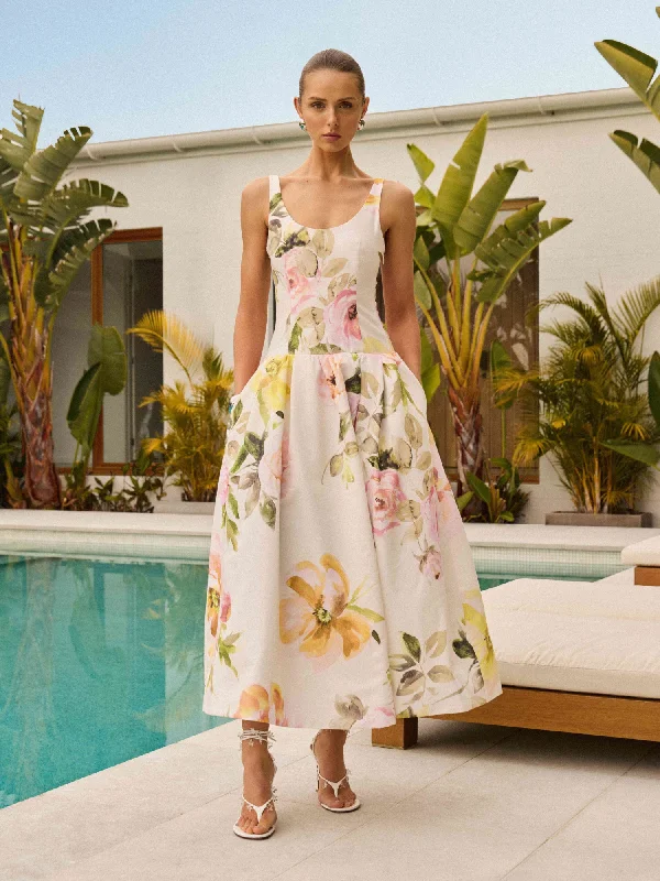 Maxi dresses for a glamorous wedding at a high-end resort -ROSA FLORAL MAXI DRESS