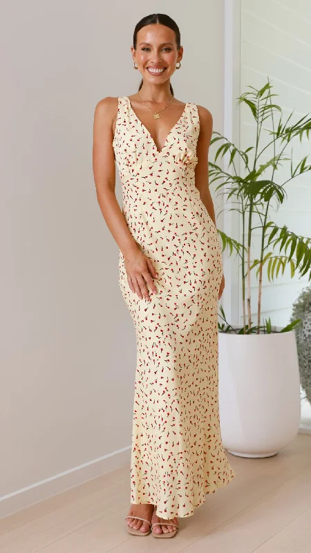 Maxi dresses for a sophisticated spring garden wedding reception -Saniah Maxi Dress - Yellow Rose