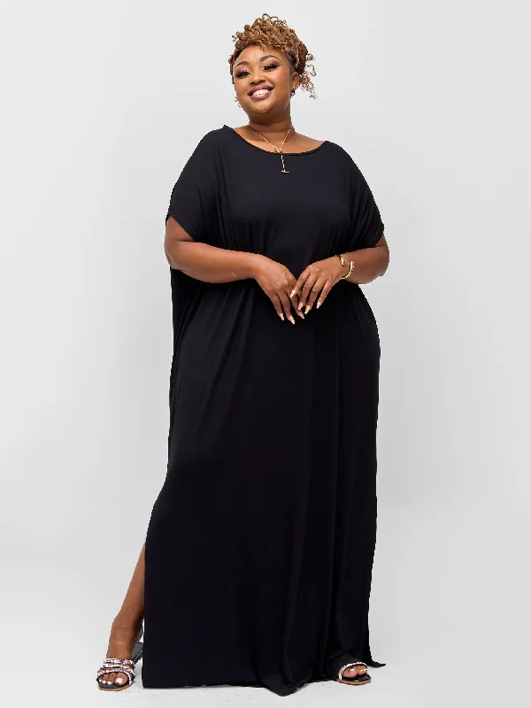 Maxi dresses for a luxurious evening gathering in the countryside -Vivo Essentials Dolman Maxi Dress - Black