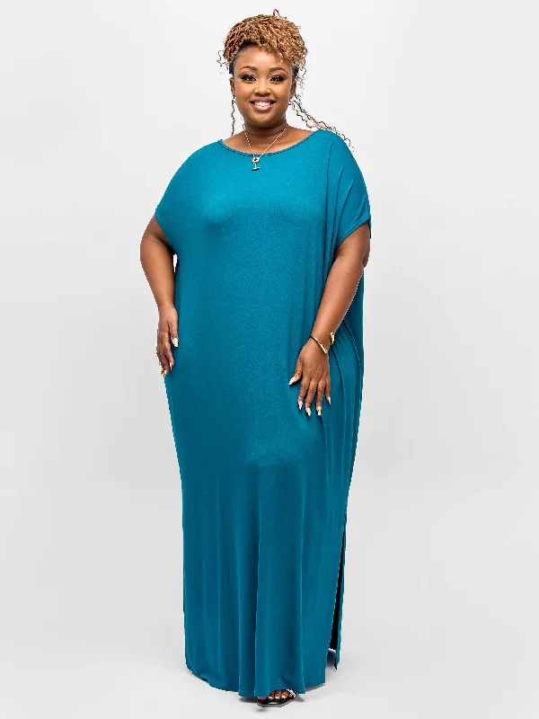 Maxi dresses with intricate beadwork for a sophisticated evening look -Vivo Essentials Dolman Maxi Dress - Teal