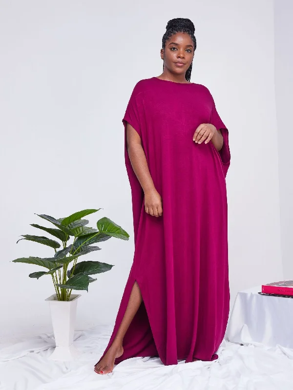 Maxi dresses with a floral design for a summery vibe -Vivo Essentials Drop Shoulder Maxi Dress - Burgundy