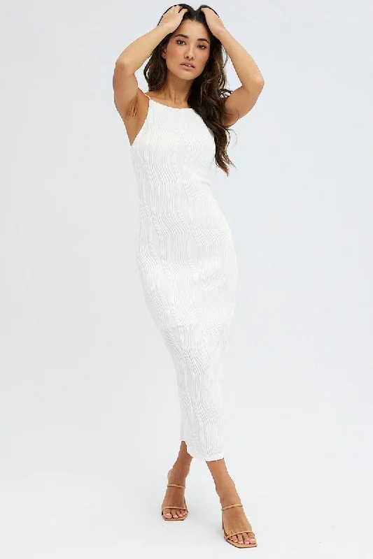 Maxi dresses for a family gathering at a tropical resort -White Maxi Dress Sleeveless Bodycon